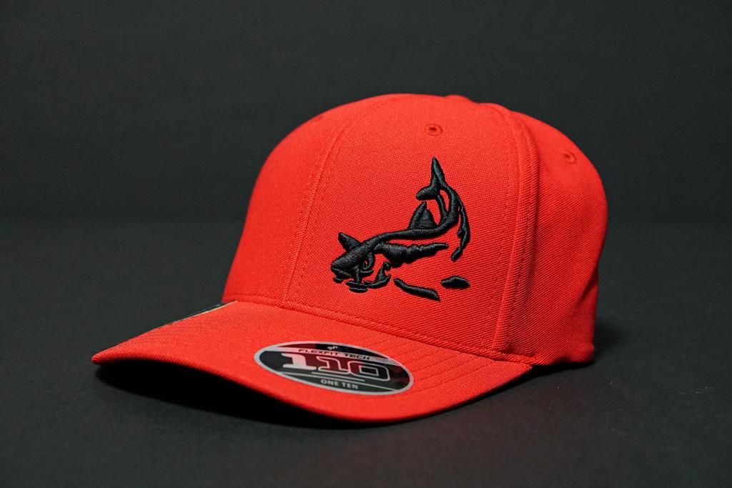 Red Breathable Fishing Cap with 3D Fish