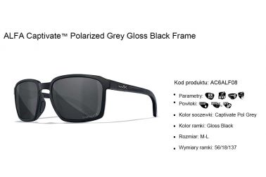 Glasses Wiley X ALFA Captivat Polarized Grey Gloss Black Frame