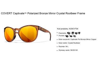 Glasses Wiley X COVERT Captivate Polarized Bronze Mirror Crystal Rootbeer Frame