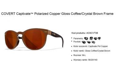 Glasses Wiley X COVERT Captivate™ Polarized Copper Gloss Coffee/Crystal Brown Frame