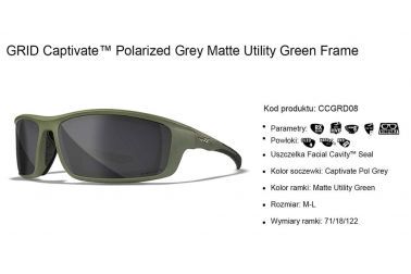 Glasses Wiley X GRID Captivat Polarized Grey Matte Utility Green Frame