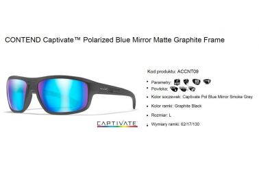 Glasses WileyX CONTEND Captivate™ Polarized Blue Mirror Matte Graphite Frame