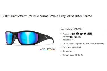 Okulary WileyX BOSS Captivate Polarized Blue Mirror Smoke Grey Matte Black Frame