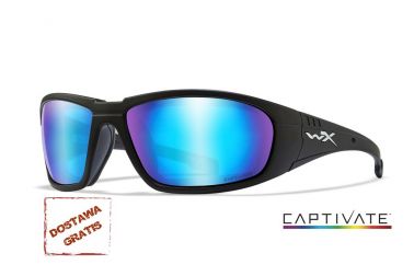 Okulary WileyX BOSS Captivate™ Polarized Blue Mirror Smoke Grey Matte Black Frame