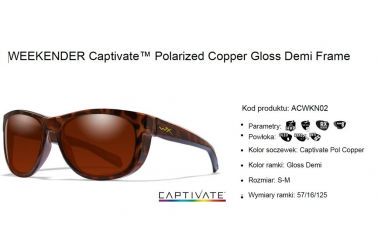 Glasses WileyX WEEKENDER Captivate™ Polarized Copper Gloss Demi Frame